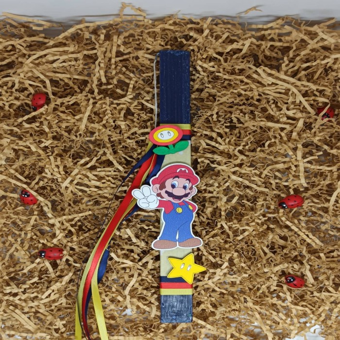 Πασχαλινή χειροποίητη αρωματική λαμπάδα ''Super Mario'' (HC1179) 